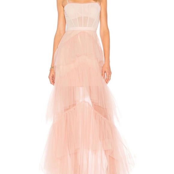 bcbg tulle gown flamingo pink